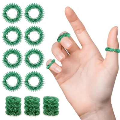 Abbildung von 20 Stück Akupressurringe Stachelige Sensorische Finger Massage Ring Fingermassagering, Geräuschlose Entspannende Massageringe für Fingerspitze der Erwachsene und Jugendliche (Grün)
