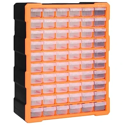 Abbildung von vidaXL Multi Schubladen Organizer mit 60 Sortierkasten Sortimentskoffer Sortimentskasten Sortimentsbox Kleinteilemagazin 38x16x47,5cm