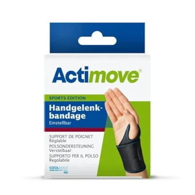 Abbildung von Actimove SPORTS EDITION einstellbare Handgelenkbandage zur Stabilisierung des Handgelenks für den Sport Schwarz, Universalgröße
