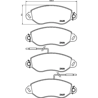 Abbildung von HELLA 8DB 355 010 531 Bremsbelagsatz mit integriertem Verschleißwarnkontakt Bremssattelschrauben