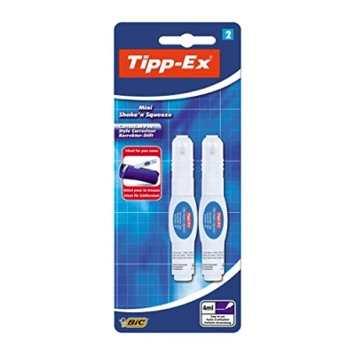 Abbildung von Tipp Ex Korrekturstift Mini Shake&#039;n Squeeze, mit Metallspitze, 4 ml, Blister à 2 Stück, weiß