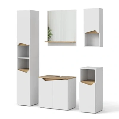 Abbildung von Vicco Badmöbel Set Marelle, Weiß/Artisan Eiche, 5 Teile, (5 St., er Set)