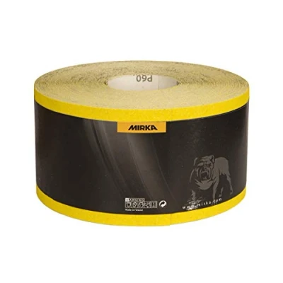 Abbildung von Mirka Yellow Schleifpapier Schleifrolle / 115mm x 50m P80 Schleifen von Hartholz, Weichholz, Farbe, Spachtel, Kunststoff 1 Rolle