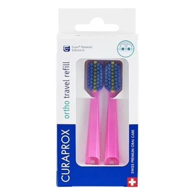 Abbildung von Curaprox CS 5460 ortho travel refill, brush heads for toothbrush, duo pack, pink
