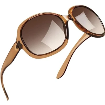 Abbildung von Joopin Übergroße Braune Sonnenbrille Damen Elegant UV400 und Polarisierte Groß Trendy Klassisch Vintage Brille für Fahren Reisen (Hellbraun)