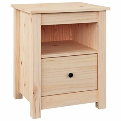 Abbildung von vidaXL Nachttisch 1 Schublade Fach Nachtschrank Nachtkonsole Nachtkommode Schlafzimmer Schrank Kommode 40x35x49cm Massivholz Kiefer