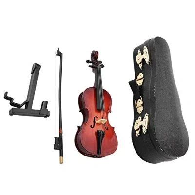 Abbildung von Miniatur Cello, 5,5 Zoll Mini Cellomodell mit hölzernem Musikinstrumentenmodell Hobby Collectibles für WohnaccessoiresFiguren