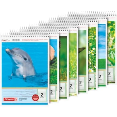 Abbildung von Brunnen Schulblock DIN A5, 40 Blatt, spiralgebunden, microperforiert, 70 g/m² Schreibpapier Lineatur 2, liniert, für 2. Klasse Keine Motivauswahl möglich 1 Stck