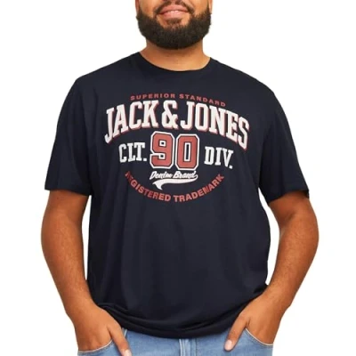Abbildung von Jack &amp; Jones Tshirt print, Herren, Größe: 5XL, Dark navy