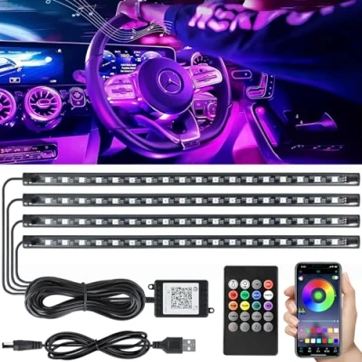 Abbildung von RWSRW LED Auto Innenbeleuchtung 72 Streifen Innenraumbeleuchtung Ambientebeleuchtung 12V Wasserdicht App Steuerung und Fernbedienung