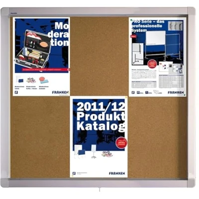 Abbildung von FRANKEN Schaukasten ECO für den Außenbereich, Klapptür, 8x A4, 98 x 70,4 4,5 cm, Kork, pinnbar, mit Aluminiumrahmen zur Wandmontage, SK8KE