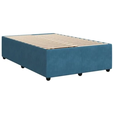 Abbildung von vidaXL Bettgestell, Polsterbett Bett für Schlafzimmer, Bettrahmen mit Lattenrost, Doppelbett Schlafzimmerbett, Blau 120x200cm Samt
