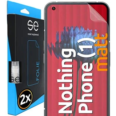 Abbildung von S.E für Nothing Phone (1) Folie, matt entspiegelt, 2X Full Screen, Positionierhilfe, Schutzfolie, Matte Displayfolie, Schutzfolie aus Deutschland