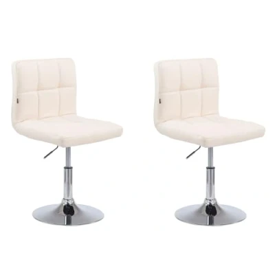 Abbildung von CLP 2er Set Lounger Palma V2 Mit Kunstlederbezug I 2 x Höhenverstellbarer Polsterstuhl Rückenlehne, Farbe:Creme