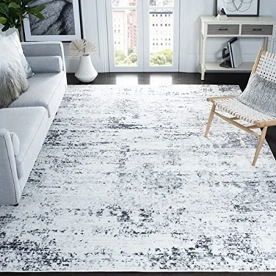 Abbildung von SAFAVIEH Modern Teppich für Wohnzimmer, Esszimmer, Schlafzimmer Amelia Collection, Kurzer Flor, Elfenbein, 244 X 305 cm
