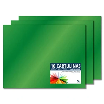 Abbildung von RAYLU PAPER Tonpapier Metallisch 50 x 65 cm, 10 Stück Kartonpapier 180g/m², 210 297 mm, professionelle farbige Kartons für Büro, Kopierpapier, Buntes Papier zum Basteln (Metallic Grün)