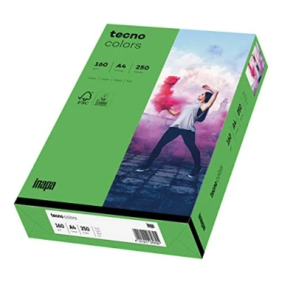Abbildung von tecno Kopierpapier colors intensivgrün DIN A4 160 g/qm 250 Blatt