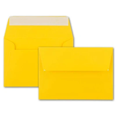 Abbildung von 50x Brief Umschläge B6 Honiggelb 12,5 x 17,5 cm Haftklebung 120 g/m² breite edle Verschluss Lasche hochwertige Einladungs
