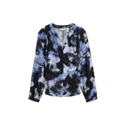 Abbildung von TOM TAILOR Damen Bluse mit Muster aus Viskose, 36558 Artistic Watercolor Design, 36