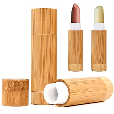 Abbildung von 4 Stück Leere Lippenstifttuben, Lippenbalsam Ieere Behälter Container, Nachfüllbare Lippenstift Tuben, Natürliche Tuben aus Bambus für Hausgemachten Lippenbalsam, Pflegecreme