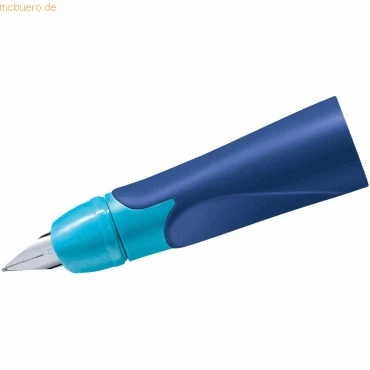 Abbildung von Rechtshänder Griffstück für ergonomischen Schulfüller mit Standardfeder Feder M STABILO EASYbirdy in mitternachtsblau/azur