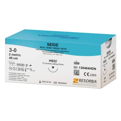 Abbildung von RESORBA Nahtmaterial Seide 12er HS22 3/0 12 Nadeln