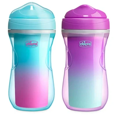 Abbildung von Chicco Active Tropffreier Trinklernbecher für Kinder 266 ml, 1 Babyflasche 14+ Monate Trinkbecher, isolierte Thermoskanne mit ergonomischer Tülle und Easy Sips Ventil, BPA frei Lila oder Pink