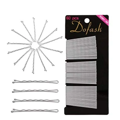 Abbildung von Dofash 60Pcs Metall 5Cm/2In gewellt Bobby Pins Haar Clips Griffe Haarschmuck für Frauen (Silber)