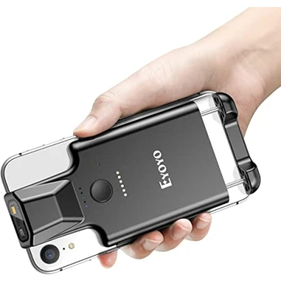 Abbildung von Eyoyo 2D Tragbar Bluetooth Barcode Scanner, Back Clip Kabellos 1D Qr Leser Mit Funktion PDF417 Daten Matrix Code Maxicode Bild Scannen für Smartphone, iPhone