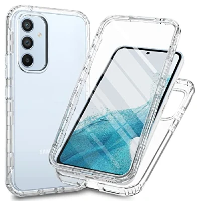 Abbildung von XINNI Hülle für Samsung Galaxy A54 5G, 360 Grad Stoßfeste Schutzhülle mit Integriertem Bildschirmschutz, Robuster Bumper Outdoor Full Body Case, Kristall