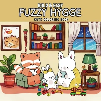 Abbildung von Fuzzy Hygge: Cute and Cozy Coloring Book for Adults &amp; Teens Featuring Adorable Animals Characters, bear,bunny cat Stress Relief