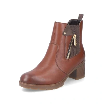 Abbildung von Rieker Damen Chelsea Boots 77550, Frauen Stiefeletten,Schlupfstiefel,Winterstiefeletten,Winterschuhe,warm,gefüttert,Stiefel,braun (22),36 EU / 3.5 UK