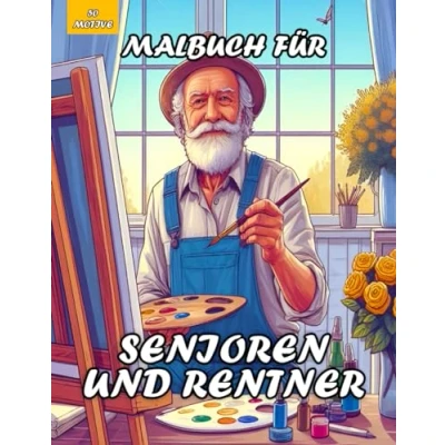Abbildung von Malbuch für Senioren und Rentner: Schöne Einfache Malvorlagen zum Entspannen Stressabbau mit 45 Designs von Tieren, Schmetterlingen, Blumen,...
