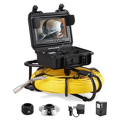 Abbildung von VEVOR 9&quot; Inspektionskamera 120m Rohrkamera 720P Kanalkamera 130Grad Endoskop Kamera 12V 4500mAh Lithium Akku 6Stunden Rohrinspektionskamera IP68 Für Abwasserkanäle Abwassersysteme Abflüsse