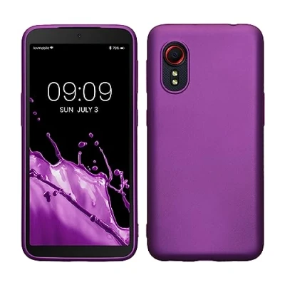 Abbildung von kwmobile Case kompatibel mit Samsung Galaxy Xcover 5 Hülle Schutzhülle aus Silikon metallisch schimmernd Handyhülle Metallic Violett