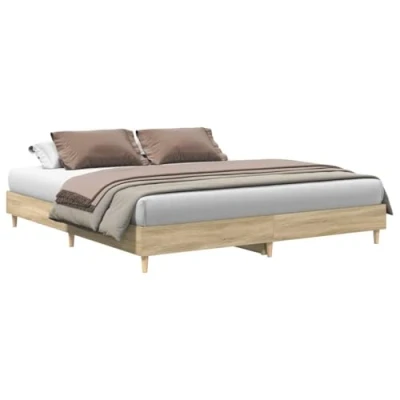 Abbildung von vidaXL Bettgestell ohne Matratze Sonoma Eiche 200x200 cm Holzwerkstoff, Bettrahmen, Bett, Palettenbett, Schlafzimmermöbel, Doppelbett, Plattenbett