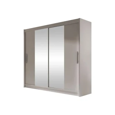 Abbildung von Mirjan24 Kleiderschrank London II mit Spiegel, Schiebetürenschrank, Schwebetürenschrank, Modernes Schlafzimmerschrank 180x215x58cm, Garderobe (Cashmere)