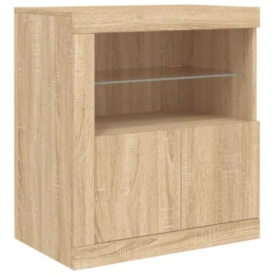 Abbildung von vidaXL Sideboard, Kommode mit viel Stauraum, Highboard Schrank LED Leuchten, Anrichte Beistellschrank Standschrank, Modern, Sonoma Eiche