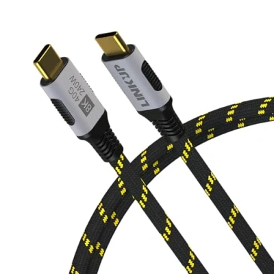 Abbildung von LINKUP USB 4.0 240W 40Gbps Typ C Thunderbolt 4 Kabel [0,9m] 8K@60Hz Video Superschnell Laden und Daten Robust ummantelt Kompatibel mit iPhone 15/16 Pro/Max MacBook Pro/Air iPad Pro Galaxy S23