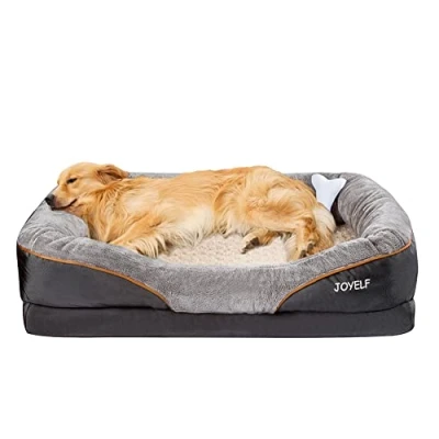 Abbildung von JOYELF XLarge Gedächtnisschaum Hundebett orthopädisches &amp; Sofa mit abnehmbarem waschbarem Bezug und Quietschspielzeug als Geschenk