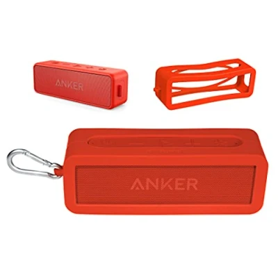 Abbildung von Alltravel Silikon Schutzhülle für Anker SoundCore 2, 12 W tragbarer Bluetooth Lautsprecher, vollständiger Schutz in 6 Richtungen, individuelle Haut mit Farb und Formanpassung