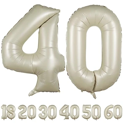 Abbildung von luftballon 40 jahre Beige ballons 40&quot; 101cm Geburtstagsdeko Folienballon Zahl Deko zum Geburtstag fliegt mit Helium für Männer Frauen Geburtstagsparty Jubiläum