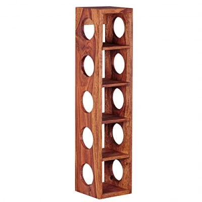 Abbildung von FINEBUY Weinregal SuVa3544_1, Akazie Massivholz für 5 Flaschen Modern 70 cm, Flaschenregal Wandmontage, Standregal Wein