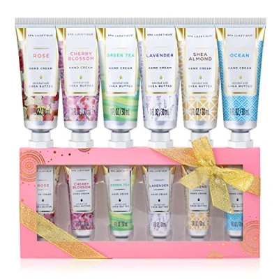 Abbildung von Mini Handcreme Set, Spa Luxetique Shea Butter 6er Pack Feuchtigkeitsspendende Set Mit Aloe Vera Und Vitamin E Für sehr Trockene Hände, Geschenkset Muttertagsgeschenk