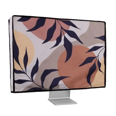 Abbildung von kwmobile Leinen Hülle kompatibel mit 20 22&quot; Monitor Schutzhülle Staubschutz Abdeckhaube für PC Bildschirm Computer Screen Cover Staubhaube Haube Pflanzen und Formen