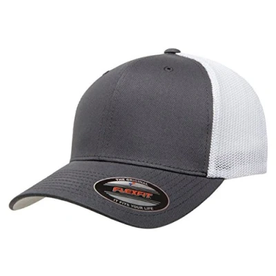 Abbildung von Flexfit Herren Mesh Fitted 2 Tone Trucker Mütze, Blickdicht, Schwarz, Einheitsgröße