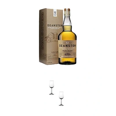 Abbildung von Deanston 12 Jahre Single Malt Whisky 0,7 Liter + Nosing Gläser Kelchglas Bugatti mit Eichstrich 2cl und 4cl 2 Stück