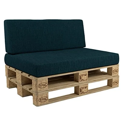 Abbildung von POKAR Palettenkissen Palettenauflagen mit abnehmbarem Bezug Palettenmöbel Palettensofa 2er Set: Sitzkissen 120x80 + Rückenlehne 120x40, Dunkelgrün
