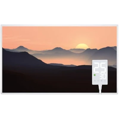 Abbildung von Heidenfeld Infrarotheizung HF HP105 𝟭𝟬 𝐉𝐀𝐇𝐑𝐄 𝐆𝐀𝐑𝐀𝐍𝐓𝐈𝐄 600 Watt Bis 16 m² Infrarot Heizkörper Elektroheizung mit Thermostat Überhitzungsschutz (600 Watt, Sonnenaufgang)