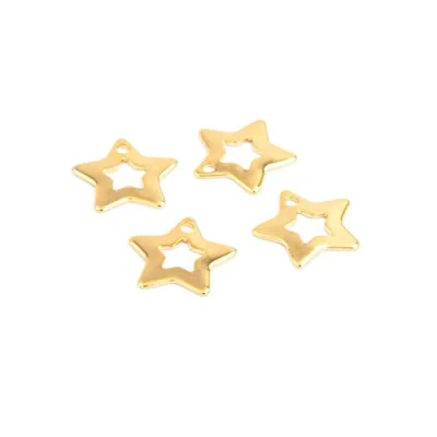 Abbildung von Vintageparts Anhänger als Stern aus 304 Edelstahl in goldfarben 4 Stück zum Schmuck selber basteln